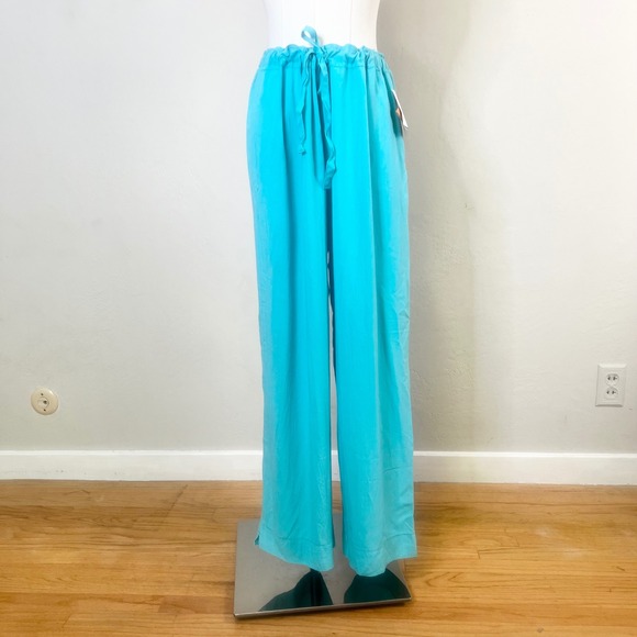 Jams World Pants - Jams World Pants Solid Rayon Cyan Blue Curacao Womens Size XL New Wide Leg